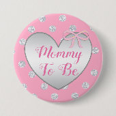 Moeder om roze en zilveren boog Baby shower Button (Voorkant)