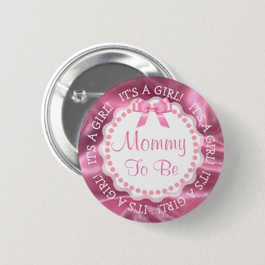 Moeder om Satijn Roze Baby Aankondiging Button (Voorkant /achterkant)