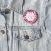 Moeder om Satijn Roze Baby Aankondiging Button (In situ)