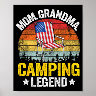 Moeder oma kampeer legende Amerikaanse vlag vrouwe Poster