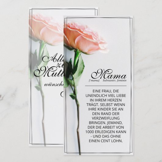 Moeder – Onvervangbaar | Klassieke kaart - Roos (Voorkant / Achterkant)