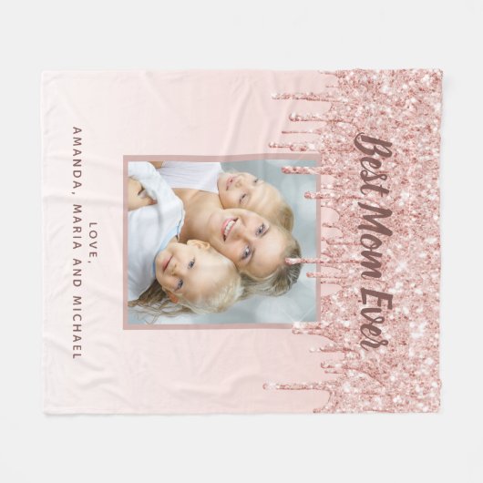 Moeder Ooit foto glitter blush roze Fleece Deken (Voorkant (Horizontaal))