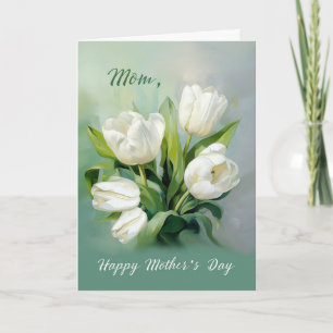Moeder op Moederdag Witte Tulpen in Waterverf Kaart