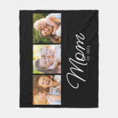 Moeder Opgericht 3 Foto Script Zwart Fleece Deken (Voorkant)