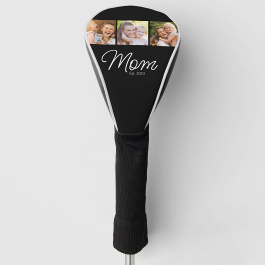 Moeder Opgericht 3 Foto Script Zwart Golfheadcover (Voorkant)