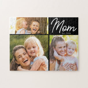 Moeder Opgericht 3 Foto Script Zwart Legpuzzel