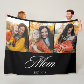 Moeder Opgericht Elegant Schrift 3 Foto Fleece Deken