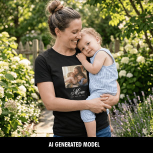 Moeder Opgericht Elegant Script Foto T-shirt