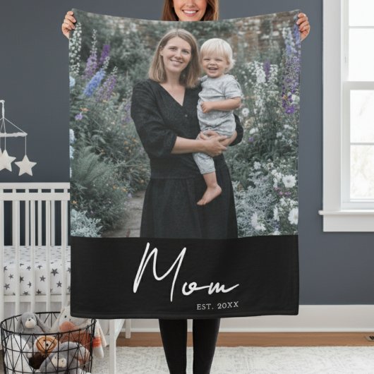 Moeder Opgericht Modern Script Foto Fleece Deken