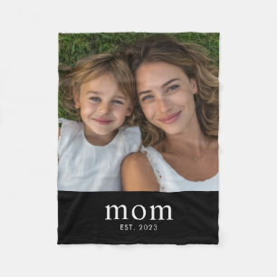 Moeder Opgericht Modern Script Zwart Foto Fleece Deken