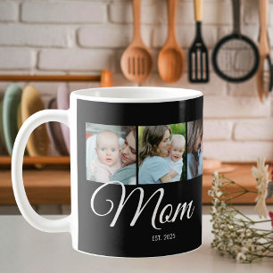 Moeder Opgericht Schrift Zwart 3 Foto Cadeau Koffiemok