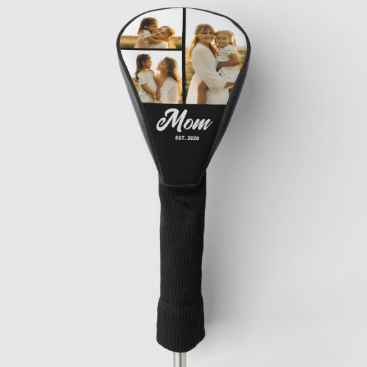 Moeder Opgericht Script Zwart 3 Foto Golfheadcover (Voorkant)