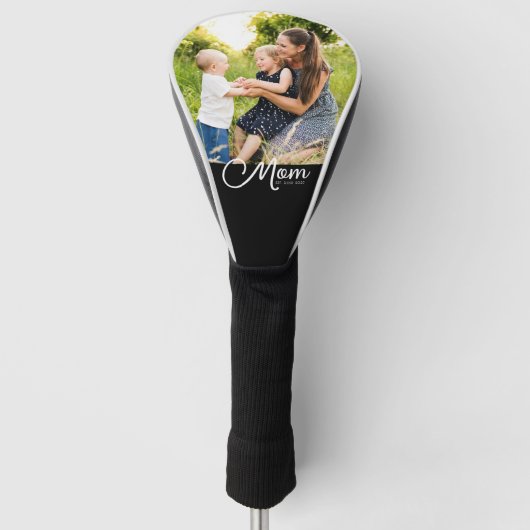 Moeder Opgericht Script Zwart Foto Golfheadcover (Voorkant)