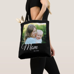 Moeder Opgericht Script Zwarte Foto Cadeau Draagtas