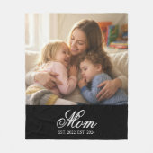 Moeder Opgericht Wit Elegant Script Foto Fleece Deken (Voorkant)