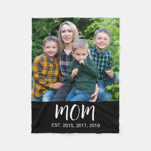 Moeder Opgericht Zwart Modern Vet Script Foto Fleece Deken