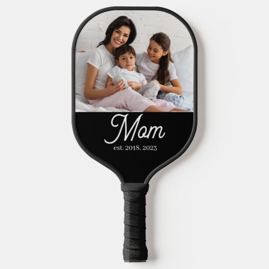 Moeder Opgericht Zwart Wit Script Foto Pickleball Paddle (Voorkant)