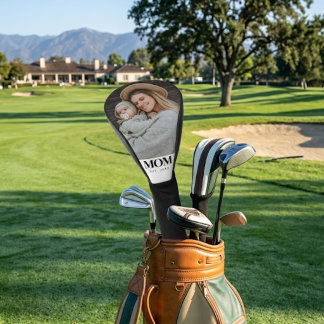 Moeder Opgericht Zwarte Typografie Foto Cadeau Golfheadcover