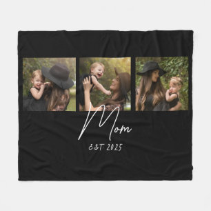 Moeder Opgerichte Elegante Schrift Zwart 3 Foto Fleece Deken