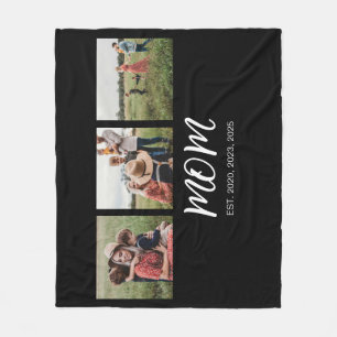 Moeder Opgerichte Elegante Schrift Zwarte 3 Foto Fleece Deken
