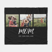 Moeder Opgerichte Elegante Schrift Zwarte 3 Foto Fleece Deken (Voorkant (Horizontaal))