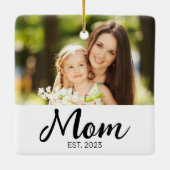 Moeder Opgerichte Script Foto Keramisch Ornament (Achterkant)