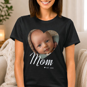 Moeder Opgerichte Script Hart Foto Zwart T-shirt