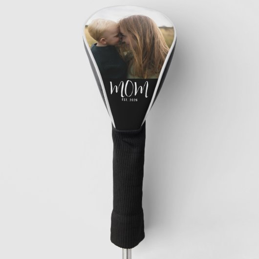 Moeder Opgerichte Script Zwarte Foto Golfheadcover (Voorkant)