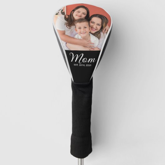 Moeder Opgerichte Script Zwarte Foto Golfheadcover (Voorkant)