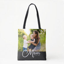 Moeder Opgerichte Zwarte Foto Tote Tas