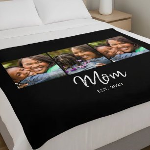 Moeder Oprichtte Elegant Schrift Zwart 3 Foto Fleece Deken