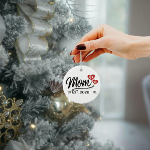 Moeder Oprichtte Moedersdag Naam Jaar Script Hart Keramisch Ornament