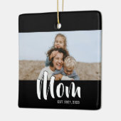 Moeder Oprichtte Zwart Wit Schrift Foto Keramisch Ornament (Links)