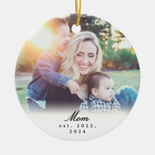 Moeder Oprichtte Zwart Wit Script Foto Ornament (Voorkant)