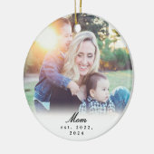 Moeder Oprichtte Zwart Wit Script Foto Ornament (Links)