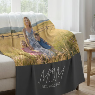 Moeder Oprichtte Zwarte Moderne Script Foto Fleece Deken
