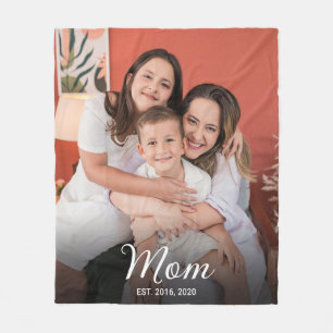 Moeder Oprichtte Zwarte Moderne Script Foto Fleece Deken