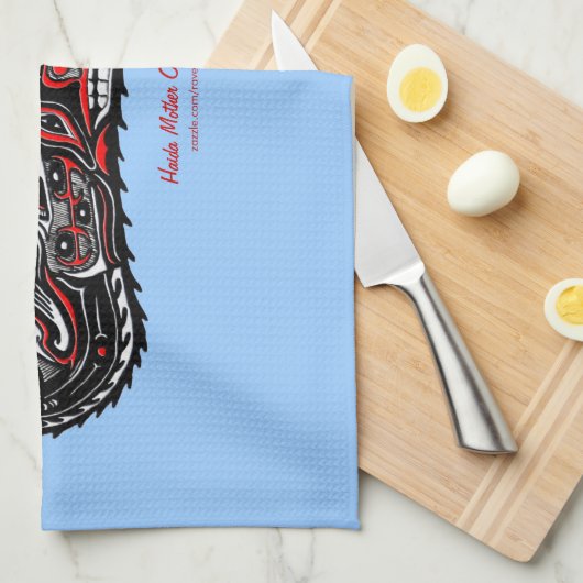 Moeder Otter & Baby Haida Art Kitchen Tea-Towel Theedoek (Quarter Fold)