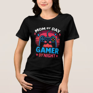 Moeder overdag, gamer 's nachts: Retro controller  Tri-Blend Shirt