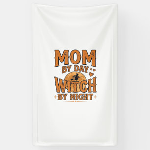 Moeder overdag heks 's nachts Halloween-shirtontwe Spandoek