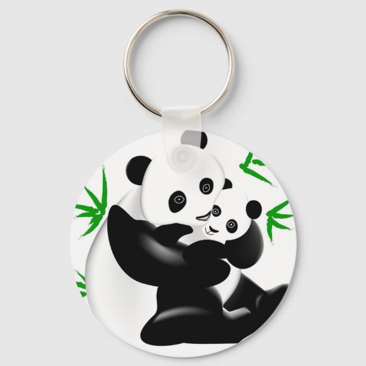 Moeder Panda en Baby Panda Sleutelhanger (Voorkant)