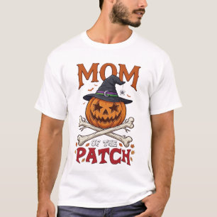 Moeder Patch Halloween Pompoen Heksenhoed Kruisbee T-shirt