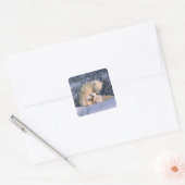 Moeder Polar-Beer met tweeling, Vierkante Sticker (Envelop)