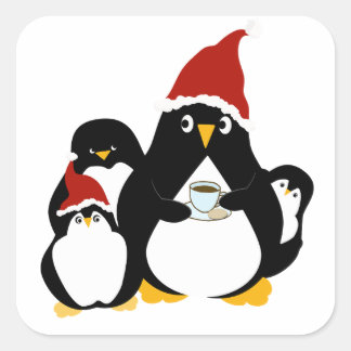 Moeder probeert een snelle koffiepauze te nemen vierkante sticker