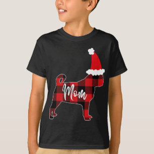 Moeder Pug Hond Kerstmis Mama Pyjama Rood Plaid Bu T-shirt