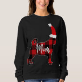 Moeder Pug Hond Kerstmis Mama Pyjama Rood Plaid Bu Trui (Voorkant)