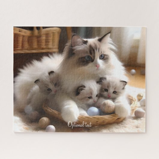 Moeder Ragdoll Kat en Kittens Legpuzzel (Horizontaal)