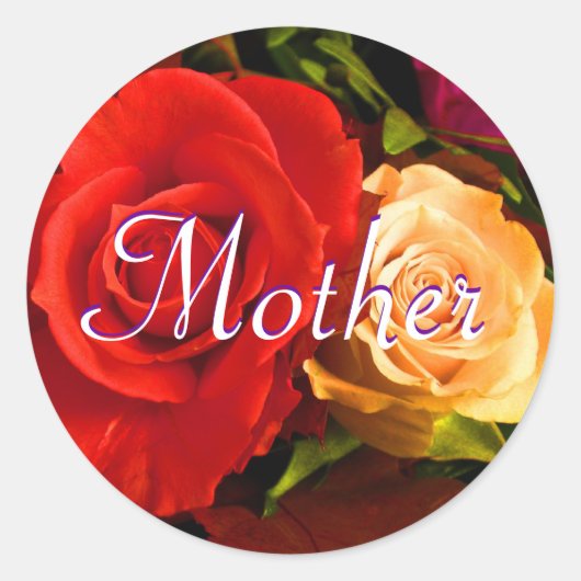 Moeder Red Yellow Rose Sticker (Voorkant)