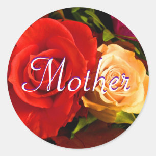 Moeder Red Yellow Rose Sticker