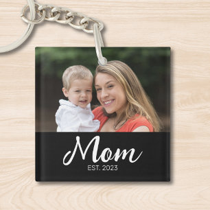 Moeder Richt Modern Schrift Foto Sleutelhanger